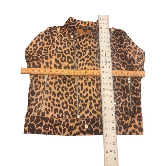 Azi Leopard Print Moto Jacket with Silver Hardware - Picture 9 of 16